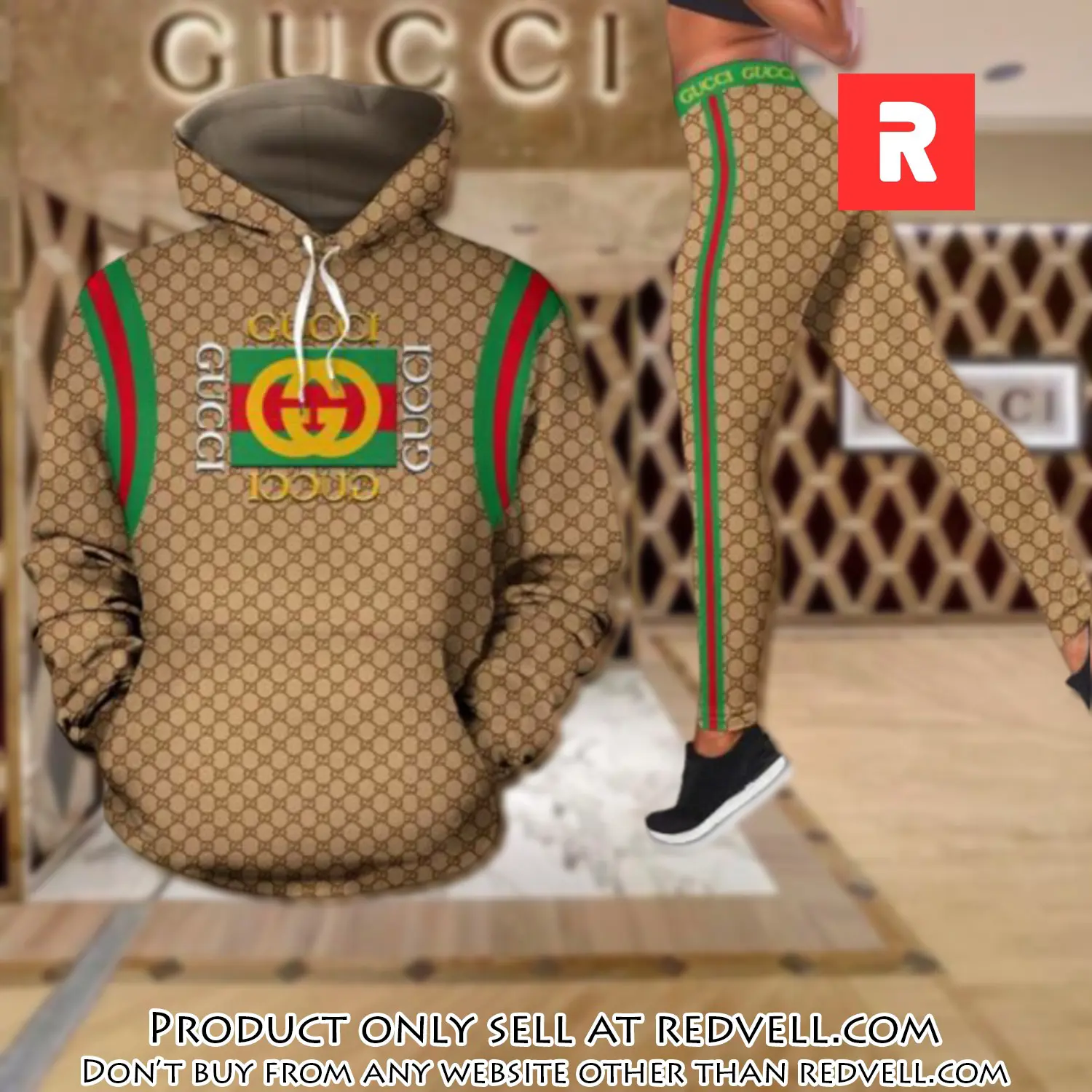 Gucci stripe hoodie legging set luxury for women rv4431402